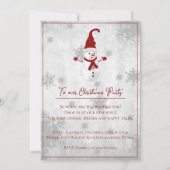 Rode Leuke Sneeuwman Kerstfeest uitnodiging (Achterkant)