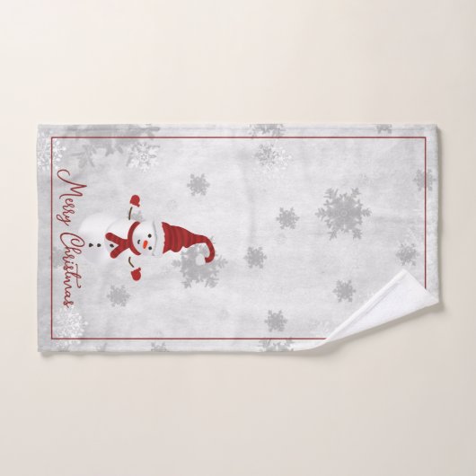 Rode Leuke Sneeuwman Vakantie Handdoek Set (Handdoek)