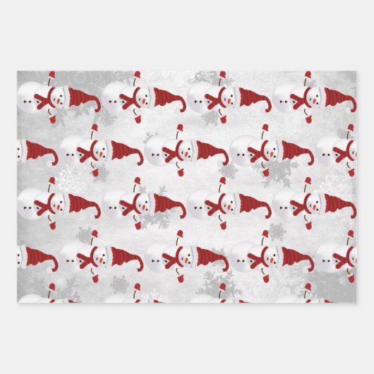 Rode Leuke Sneeuwman Wrapping Papier Bladen Inpakpapier Vel (Voorkant 2)