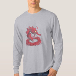 Rode Leviathan Comic Stijl Lange Mouwen T-shirt