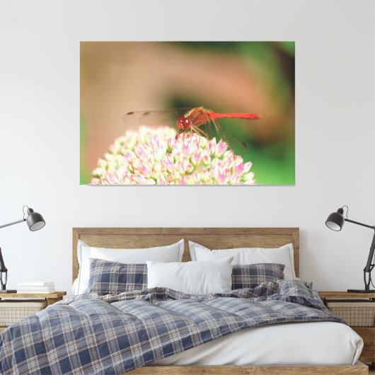 Rode libel foto canvas afdruk (Insitu (Slaapkamer))
