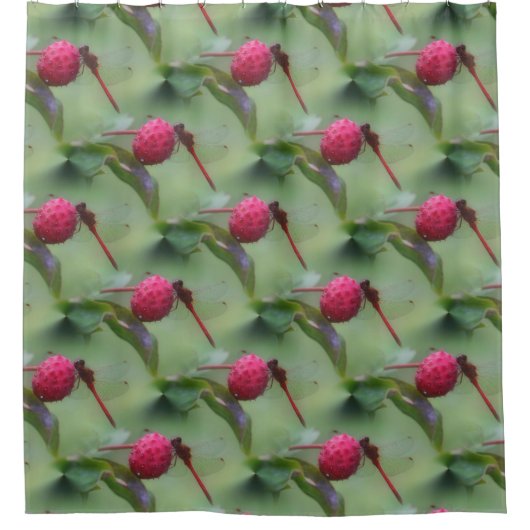 Rode Libel Natuur Patroon Douchegordijn (Voorkant)