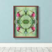 Rode libel op hondenvruchten Abstract Canvas Afdruk (Insitu (Houten vloer))