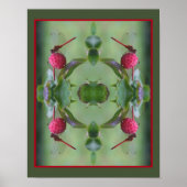 Rode libel op hondenvruchten Abstract Poster (Voorkant)