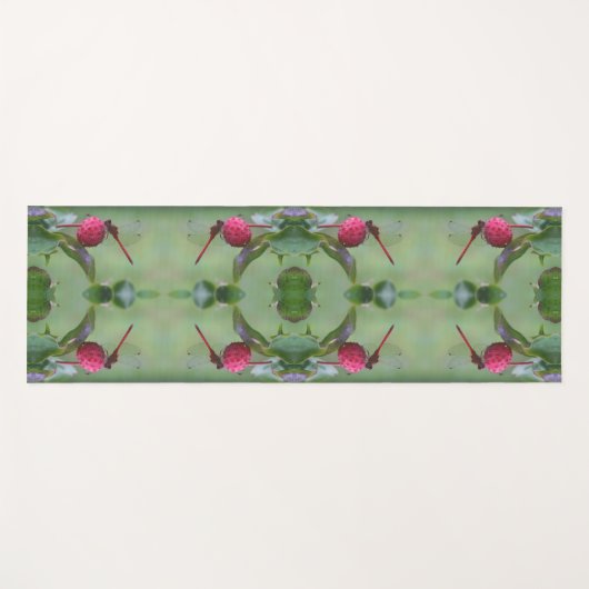 Rode libel op hondenvruchten Abstract Yogamat (Voorkant (horizontaal))