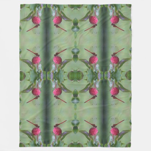 Rode libel op hondenvruchten fleece deken (Voorkant)