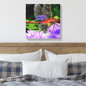 Rode libel op Violet Purple Flowers Canvas Afdruk (Insitu (Slaapkamer))
