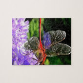 Rode libel op Violet Purple Flowers Legpuzzel (Horizontaal)