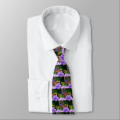 Rode libel op Violet Purple Flowers Stropdas (Gebonden)