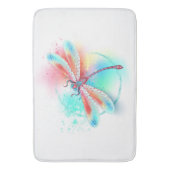 Rode libel op waterverf achtergrond badmat (Voorkant Verticaal)