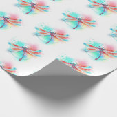 Rode libel op waterverf achtergrond cadeaupapier (Hoek)