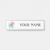 Rode libel op waterverf achtergrond deurbordje (Voorkant)