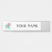 Rode libel op waterverf achtergrond deurbordje (Voorkant)