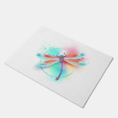 Rode libel op waterverf achtergrond deurmat (Schuin)