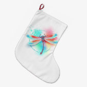 Rode libel op waterverf achtergrond grote kerstsok (Voorkant (Hangend))