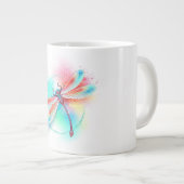 Rode libel op waterverf achtergrond grote koffiekop (Voorkant rechts)