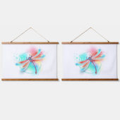 Rode libel op waterverf achtergrond hangend wandkleed (Dubbel)