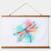 Rode libel op waterverf achtergrond hangend wandkleed (Voorkant 2)