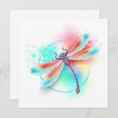 Rode libel op waterverf achtergrond kaart (Voorkant / Achterkant)