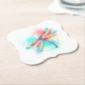 Rode libel op waterverf achtergrond kartonnen onderzetters (Gekanteld)