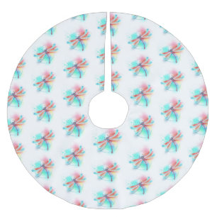 Rode libel op waterverf achtergrond kerstboom rok