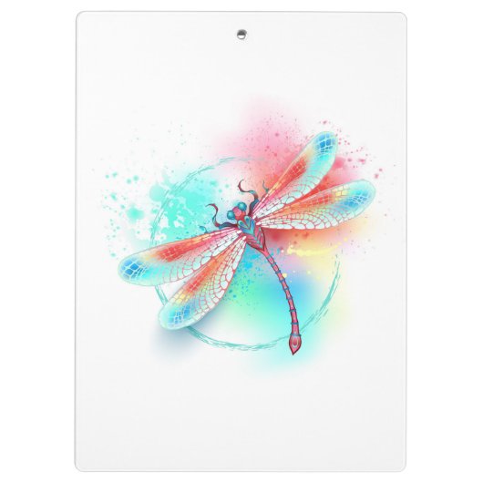 Rode libel op waterverf achtergrond klembord (Achterkant)