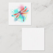 Rode libel op waterverf achtergrond notitiekaartje (Voorkant / Achterkant)