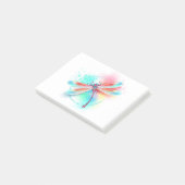 Rode libel op waterverf achtergrond post-it® notes (Schuin)