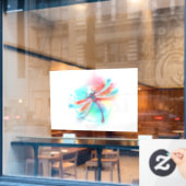 Rode libel op waterverf achtergrond raamsticker (Cafe Raam)