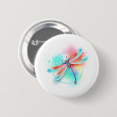 Rode libel op waterverf achtergrond ronde button 5,7 cm (Voorkant /achterkant)