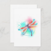 Rode libel op waterverf achtergrond RSVP kaartje (Voorkant / Achterkant)