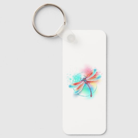 Rode libel op waterverf achtergrond sleutelhanger (Voorkant)