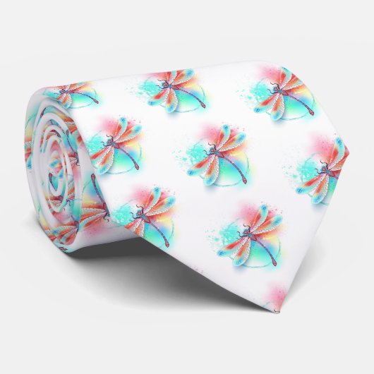 Rode libel op waterverf achtergrond stropdas (Opgerold)