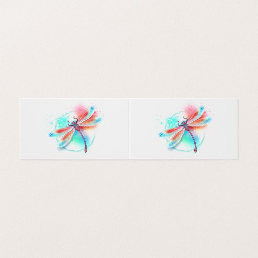 Rode libel op waterverf achtergrond visitekaartje (Buitenkant ongevouwen)