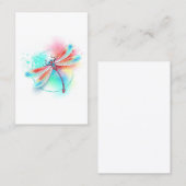 Rode libel op waterverf achtergrond visitekaartje (Voorkant / Achterkant)