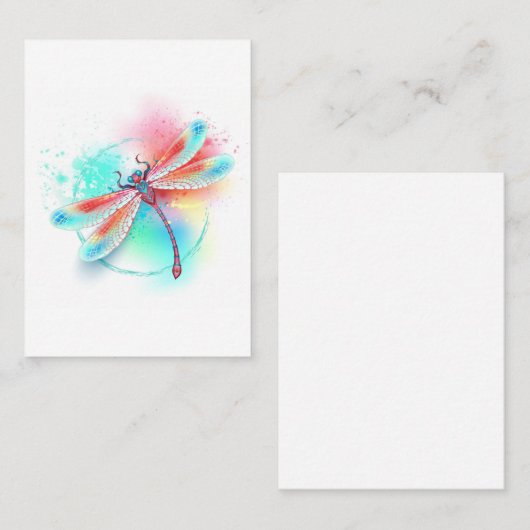 Rode libel op waterverf achtergrond visitekaartje (Voorkant / Achterkant)