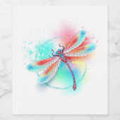 Rode libel op waterverf achtergrond wijn etiket (Enkel label)