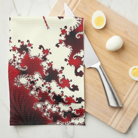 Rode libellen keukenhanddoek (Quarter Fold)