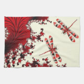 Rode libellen keukenhanddoek (Horizontaal)