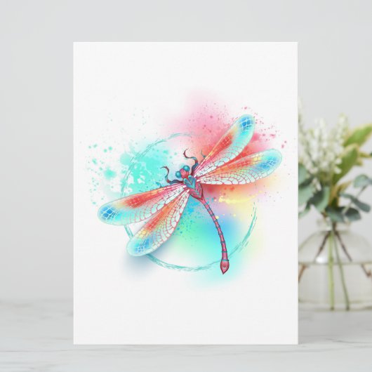 Rode libellen op waterverf achtergrond aankondiging (Staand voorkant)