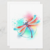 Rode libellen op waterverf achtergrond aankondiging (Voorkant / Achterkant)