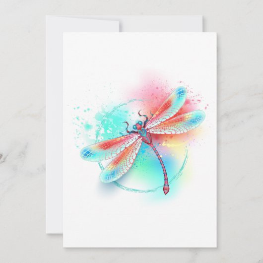 Rode libellen op waterverf achtergrond aankondiging (Voorkant)