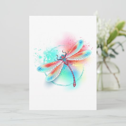 Rode libellen op waterverf achtergrond aankondiging (Staand voorkant)