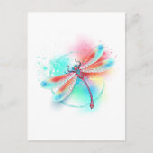 Rode libellen op waterverf achtergrond aankondigingskaart (Voorkant)