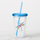 Rode libellen op waterverf achtergrond acryl drinkbeker (Achterkant)