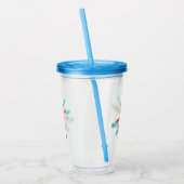 Rode libellen op waterverf achtergrond acryl drinkbeker (Links)