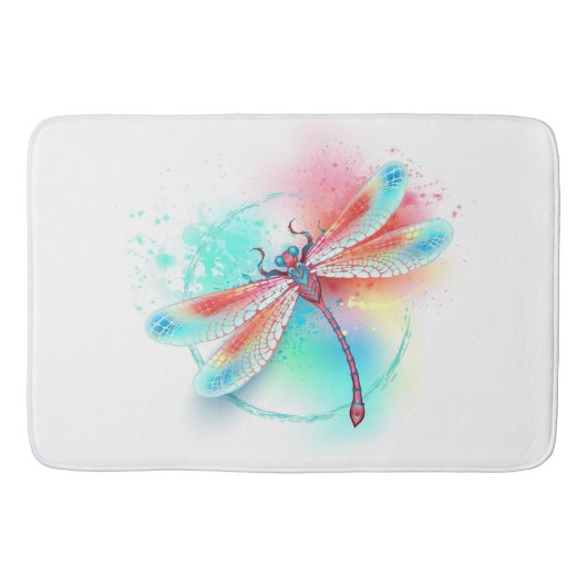 Rode libellen op waterverf achtergrond badmat (Voorkant)