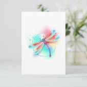 Rode libellen op waterverf achtergrond bedankkaart (Staand voorkant)