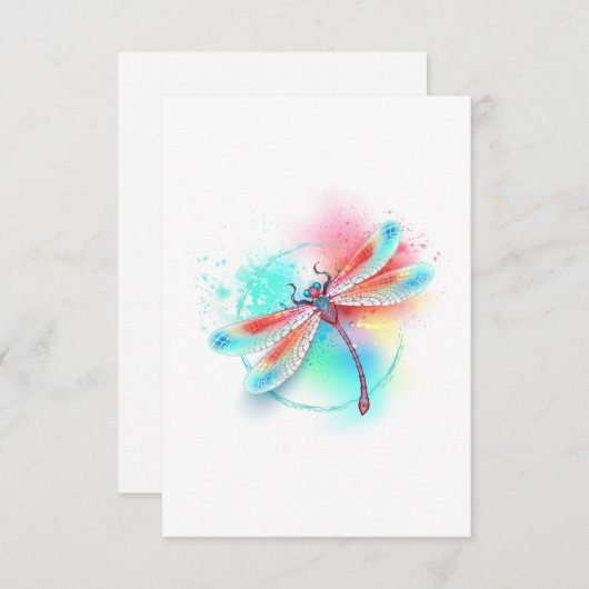 Rode libellen op waterverf achtergrond bedankkaart (Voorkant / Achterkant)