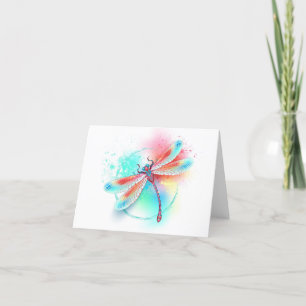 Rode libellen op waterverf achtergrond bedankkaart